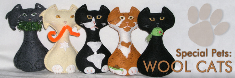 Special Pets: Wool Felt Hand-sewn Cats