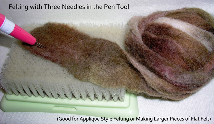 Needle-Felting with Three Needles in a Pen Tool