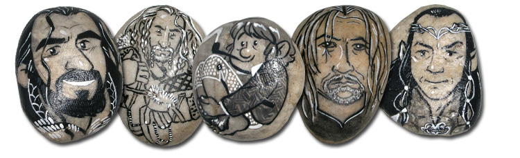 Custom Painted Rock Paperweights (Tolkien's Middle Earth Heroes)